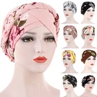 Оплетка Обёрточная бумага, цветочный рисунок, леопардовый рисунок, облегающая модель хиджаб из Джерси мусульманских Для женщин эластичное оголовье лба через Исламская тюрбан легко Кепки химиотерапия шляпа голова Обёрточная бумага s