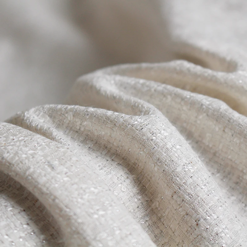 Pearlsilk белая серебристая твидовая ткань осенняя куртка платье костюмы для шитья