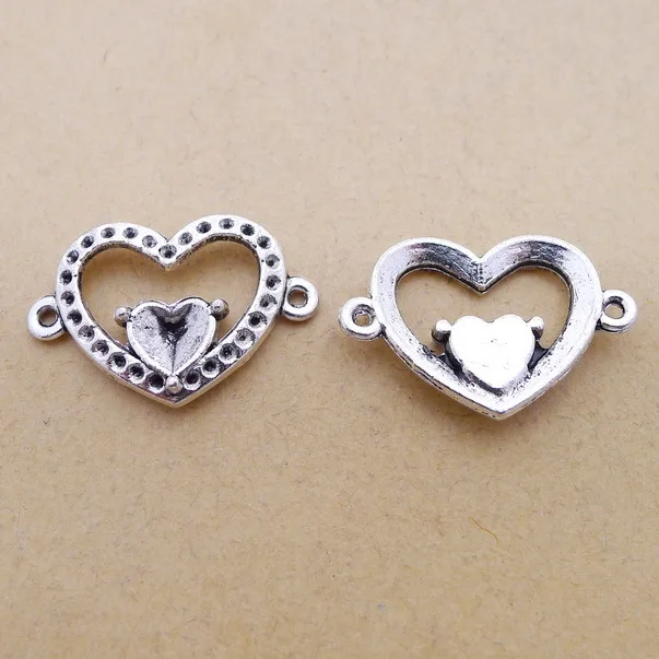 

Bulk Jewelry Bracelet Making Love Connector Antique Silver Color 17*25mm 10 Pieces