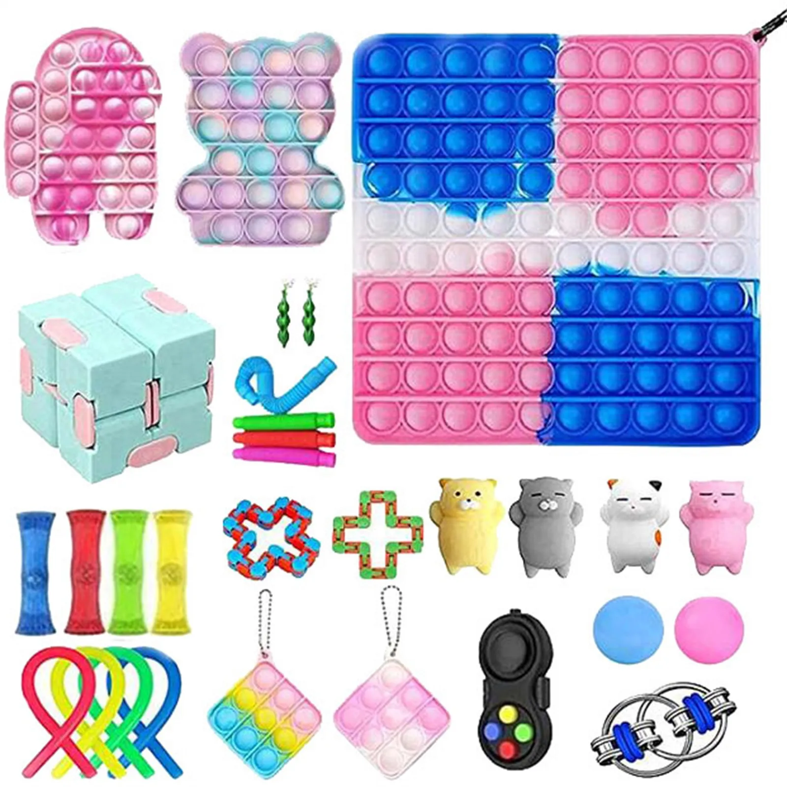 

Kawaii Fidget Toys Pack Marble Relief Toy Set Gift for Adults Girl Children Sensory Antistress Figet Toys