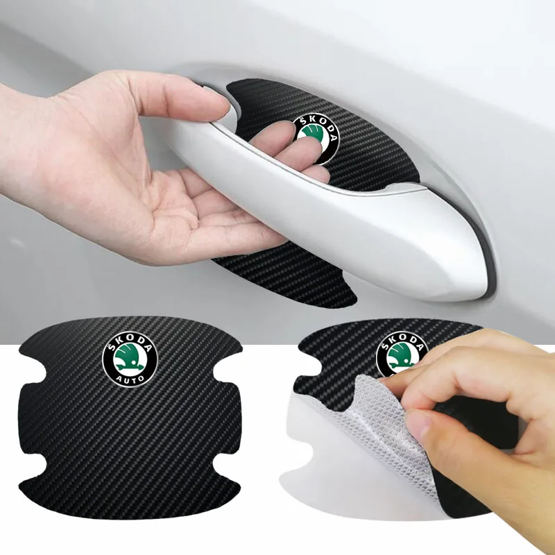 4 шт. новые наклейки на дверную ручку автомобиля из углеродного волокна