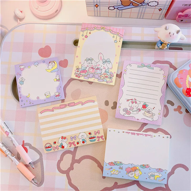 

Cute Kawaii Rabbit Creative Memo Pad Sticky Notes Memo Notebook Stationery Post Note Paper Stickers Office School Supplies