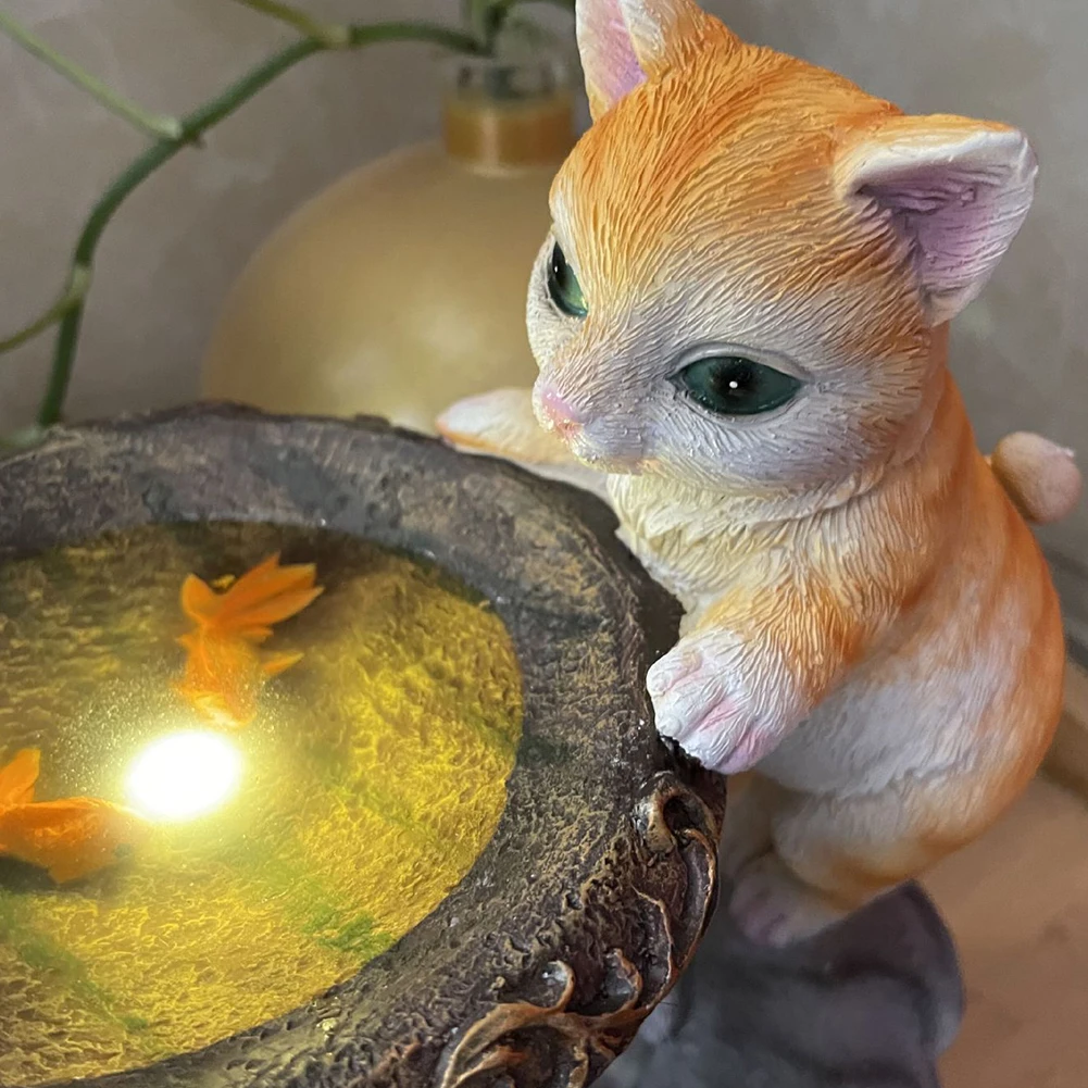 

With LED Light Lawn Figurine Resin Solar Garden Statue Home Decoration Swimming Pool Crafts Balcony Outdoor Art Flowerbed Yard