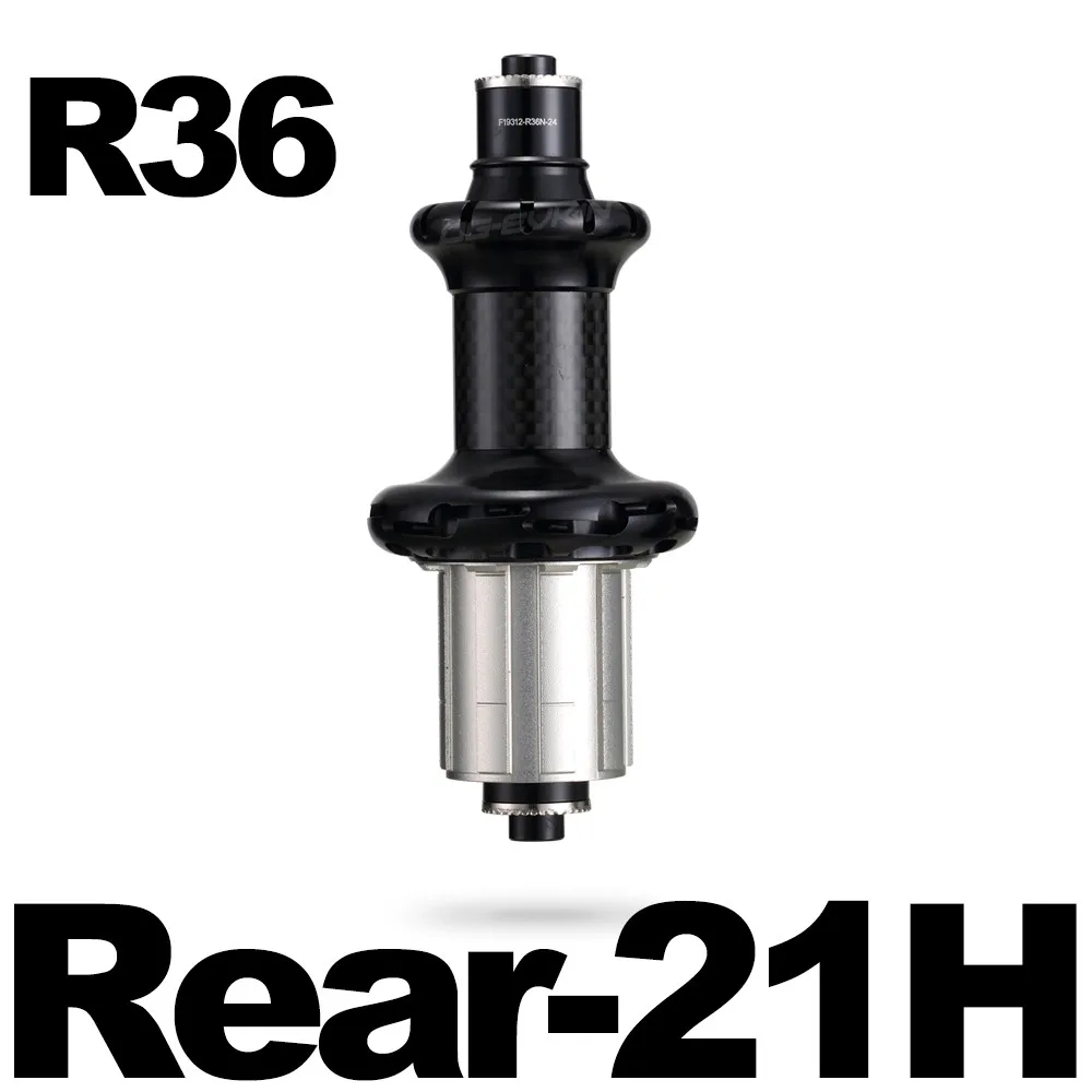 OG-EVKIN x Powerway R36 Super Light Road Bike Hubs Carbon Straight Pull Hub V-Brake Front/Rear 20/24H For Bicycle Hubs 10s/11s - Цвет: R36-Rear-21H