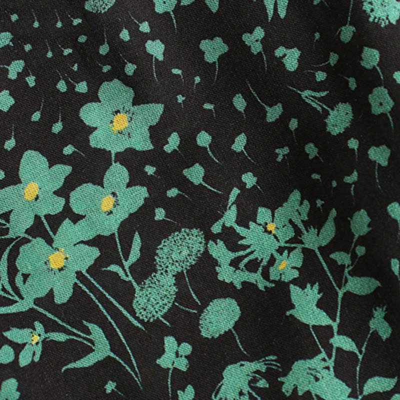 Зимнее Зеленое Длинное платье с цветочным принтом женское круглым вырезом и