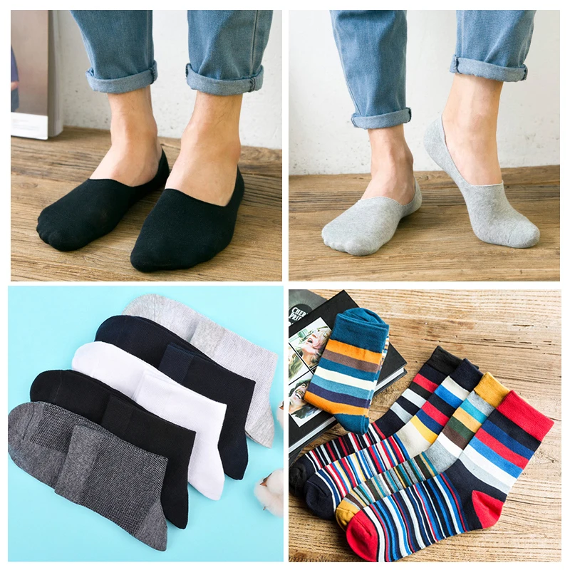 

5Pair Socks for Men Cotton Crew Socks Comfortable Compression Socks Casual Business Sock for Male Christmas Gifts for Friend