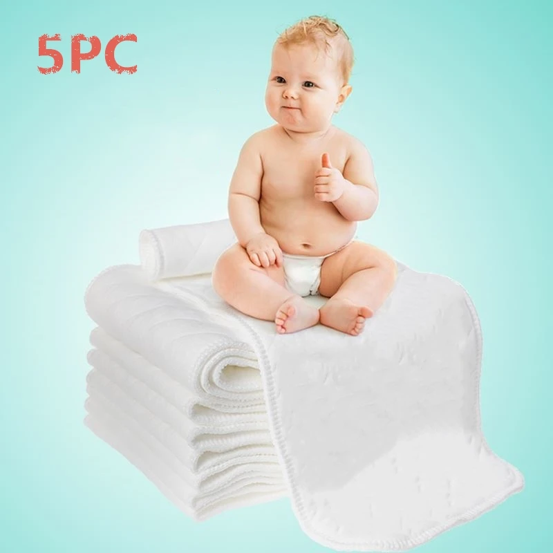 5-слойные Экологичные хлопковые подгузники для детей многоразовые вкладыши