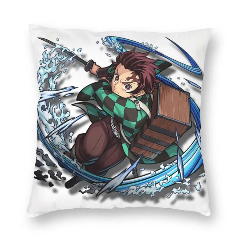 

Tanjiro Kamado Demon Slayer Cushion Cover Sofa Decoration Japanese Animated Film Square Throw Pillow Cover 40x40cm