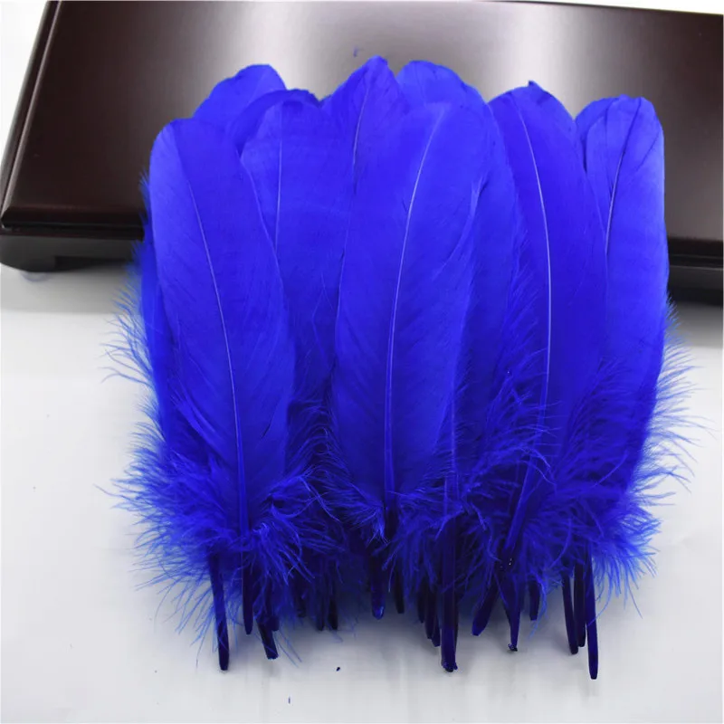 Royal blue Жесткий полюс, натуральные гусиные перья для рукоделия, 5-7 дюймов/13-18 см, самодельные ювелирные изделия, перо, свадебное украшение для дома - Цвет: Royal blue