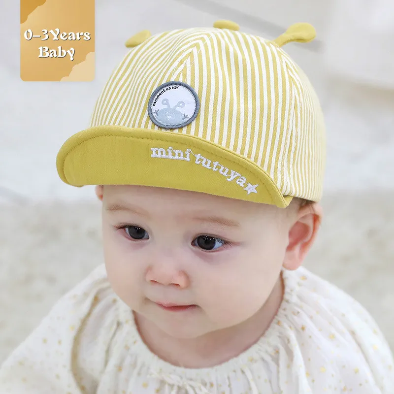 Детская хлопковая кепка для малышей милая Повседневная полосатая мягкая Кепка