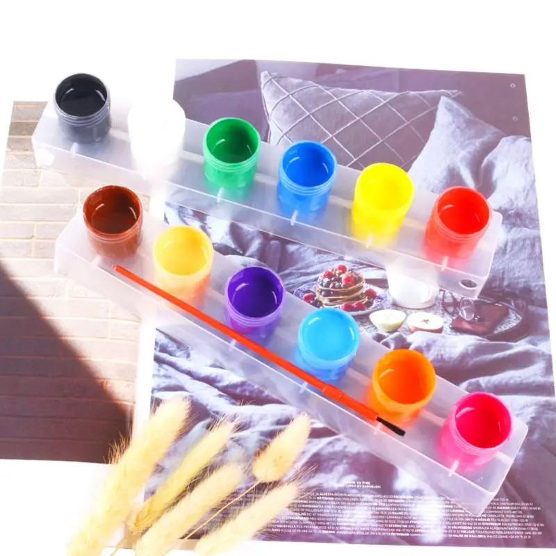 

20ml 12 Bright Colors Washable Gouache Paint for Kids School Finger Paint J2HC