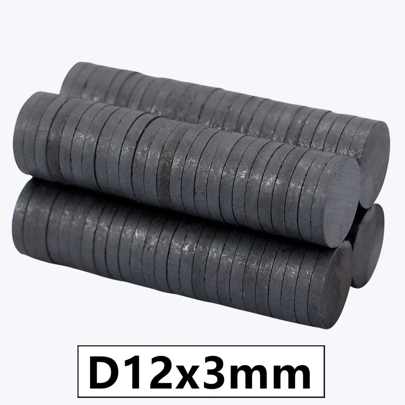 

100PCS/LOT Magnet 12*3 mm Permanent Y30 Disc Ferrite MAGNET 12x3 Black Round Speaker Magnets 12 x 3