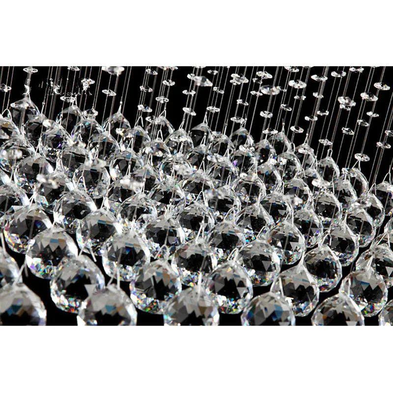 

New Modern Wave K9 Crystal Hanging Wire Ball Square Pendant Lamp Lighting Fixture Rain Drop Curtain Glass Chandelier LED Light