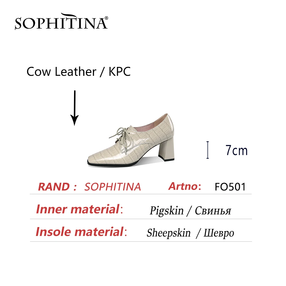 

SOPHITINA Spring Autumn Office Lady Pumps Shoes Women High Heels Square Toe Mature Stylish Working Basic Lace Up 2021 FO501