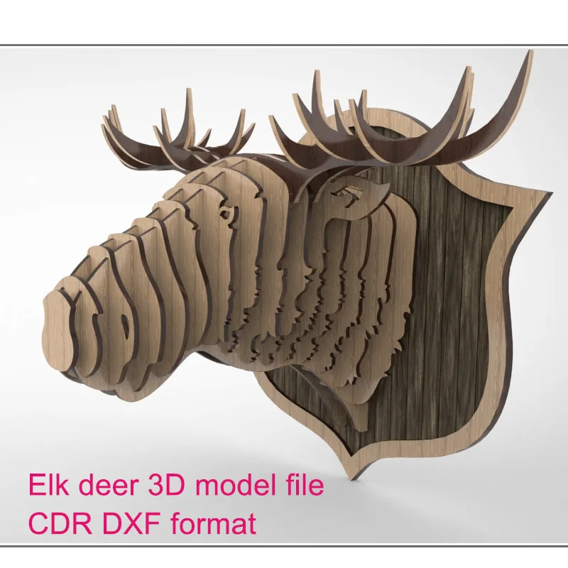 3d модель с ЧПУ оленем лосями лазерная резка файл формата DXF CDR векторный дизайн