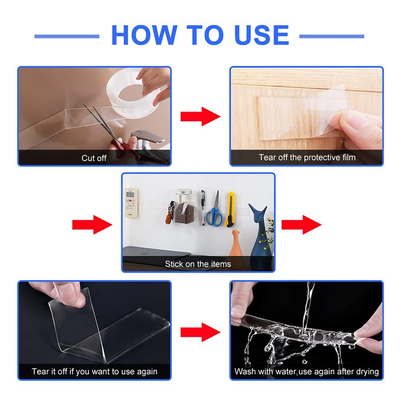 Двусторонняя нано-лента 1/2/3/5 м | Обустройство дома