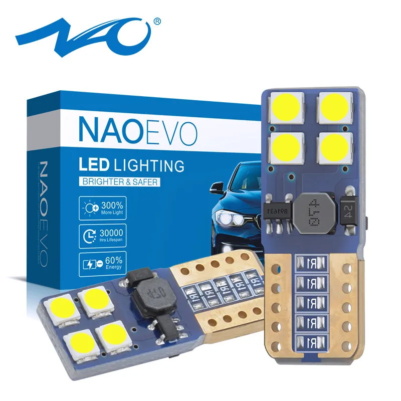 NAO w5w T10 лампы t10 Светодиодные лампы 8smd 3030 светодиодных чипов 12v авто светодиодный светильник номерного знака светильник 6000K белый желтый красный f: кристально-голубой