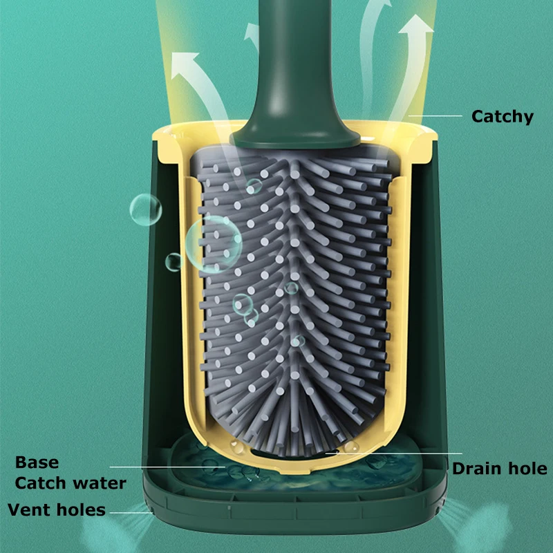 black toilet brush non contact bathroom set silicone brush bathroom accessories kit with brush stand household cleaning tools free global shipping