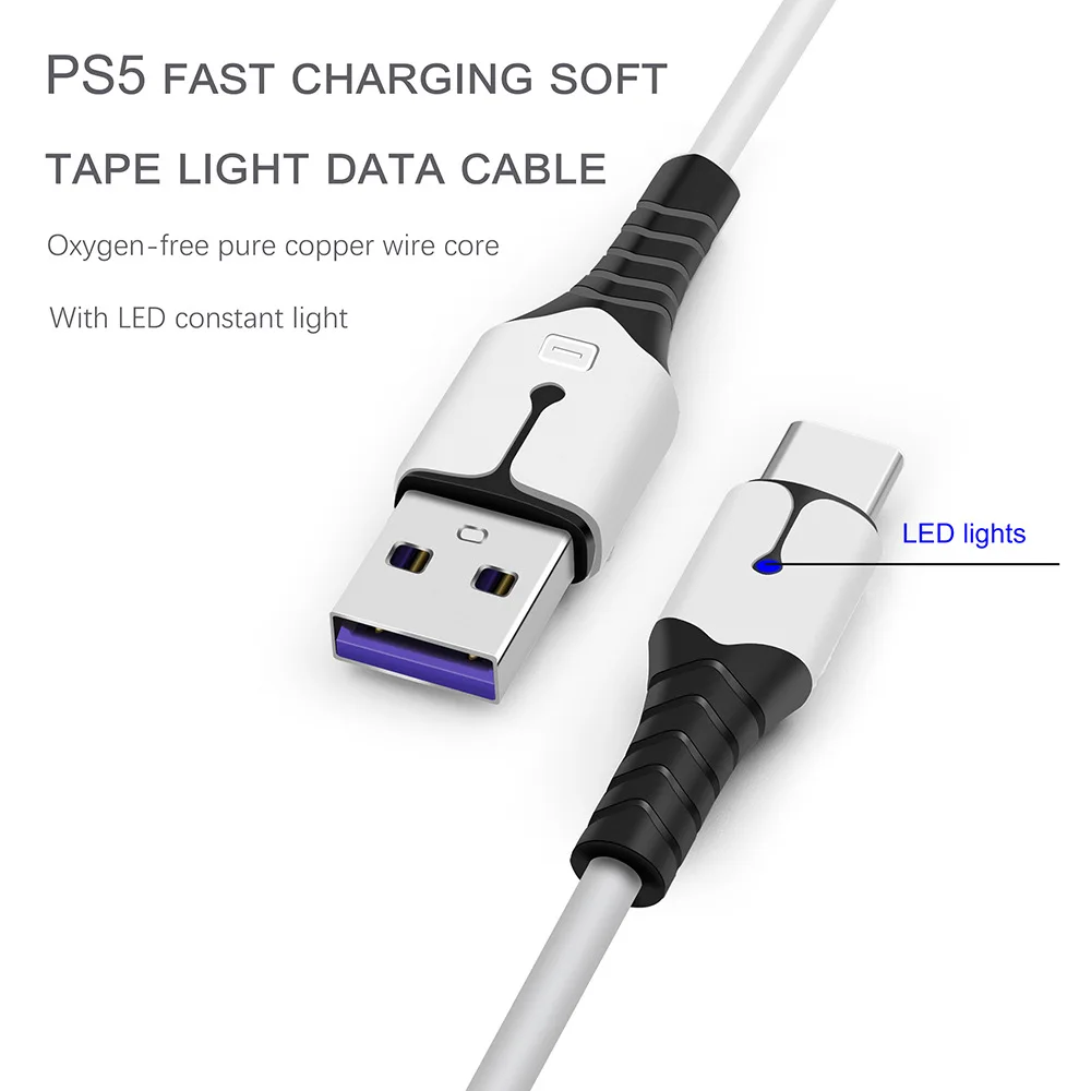 2 м USB-C зарядный кабель для контроллера PS5 шнур Sony Playstation 5 PS4 геймпад джойстик