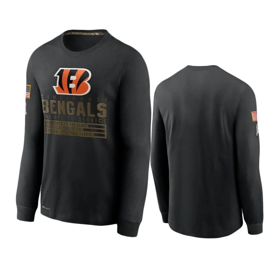 

Cincinnati Men Black Bengals Salute to Service Sideline Performance Long Sleeve T-Shirt - S-4XL