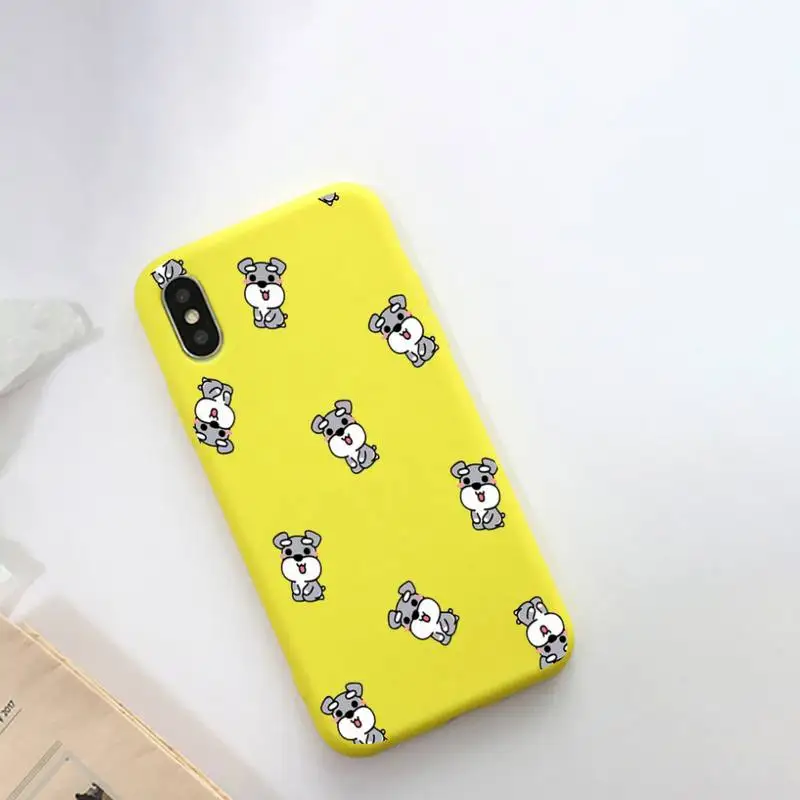 

Cute Schnauzer Dog Phone Cases For IPhone 12 Pro Max 6 6s 7 8 Plus XS XR 12mini Se 2020 Iphone 11 Pro Max Colored Candy Case