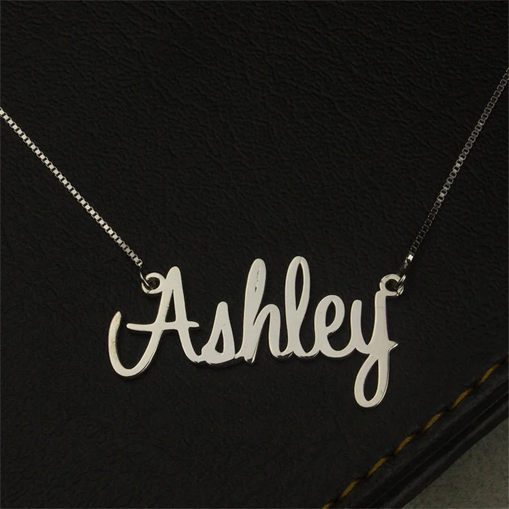 

Gold Box Chain Custom Jewelry Personalized Name Pendant Necklace Handmade Cursive Nameplate Choker Women Men Bijoux BFF Gift