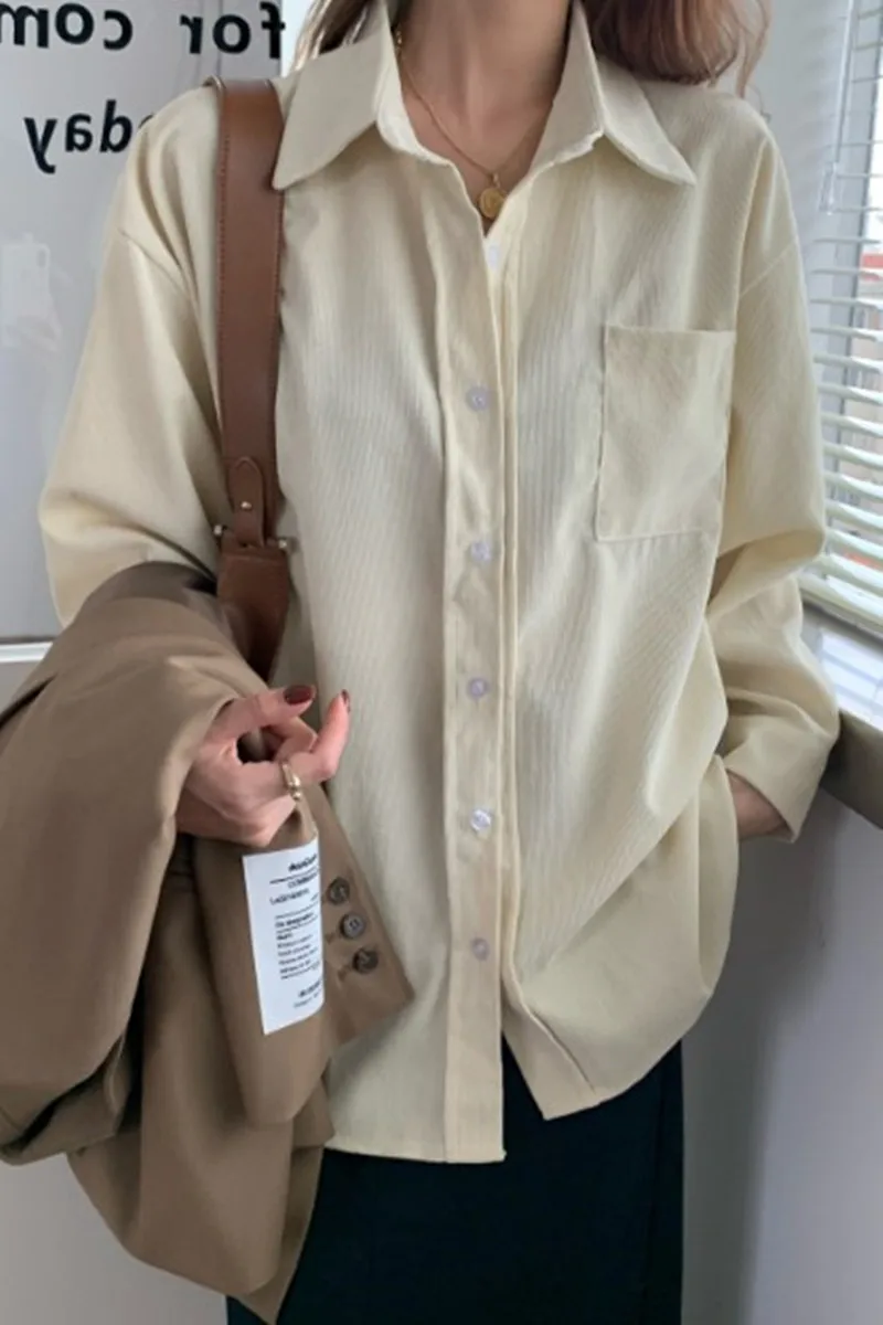 

Spring Female Online Influencer Bandage Dress Shirt Loose Design Top Versatile Temperament Long Sleeve Student T-shirt