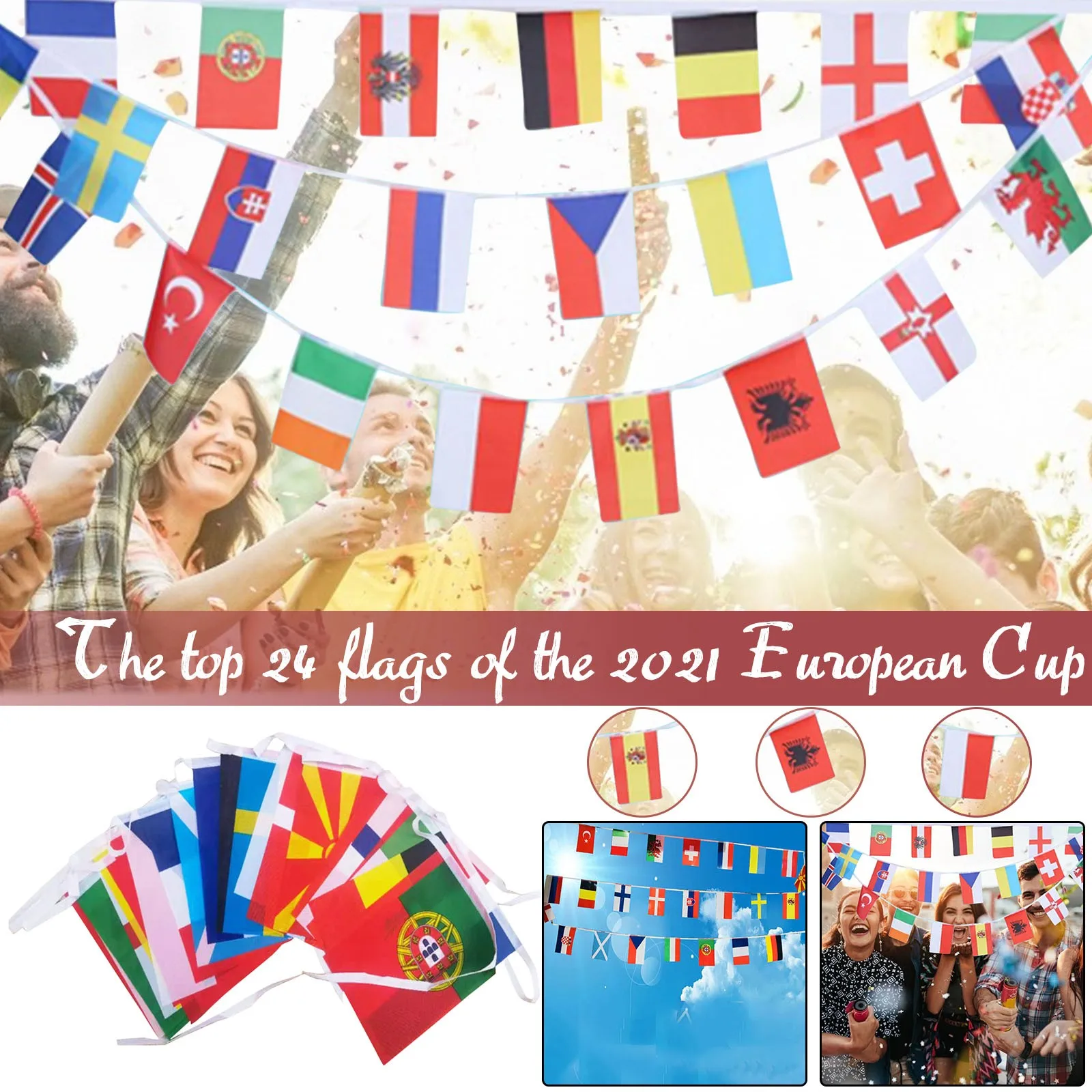 

1 String Hanging Flag Football Soccer Pennant Banner 24 Flags National World Banner Bunting Decoration for Party Events Bar #Y5
