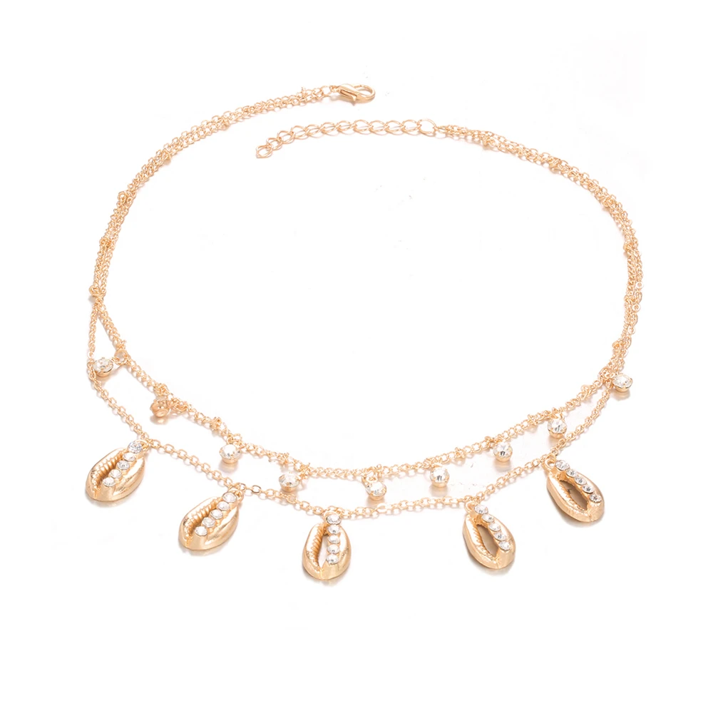 Богемный Золотой цветной многослойный Кристалл в виде ракушки ожерелья набор