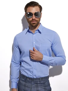 Сорочки Sur Mesure de шаровары индивидуальный заказ Для мужчин платье рубашки для мальчиков с длинным рукавом светильник синий летняя рубашка Для мужчин Классические офисные рубашки, рубашки для мальчиков