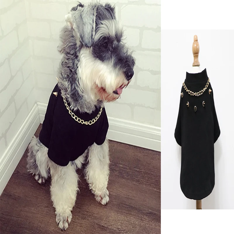 

2021 new trendy brand rivet pet clothes T-shirt, Corgi Schnauzer, Teddy Dog, Cat Costume Give necklace