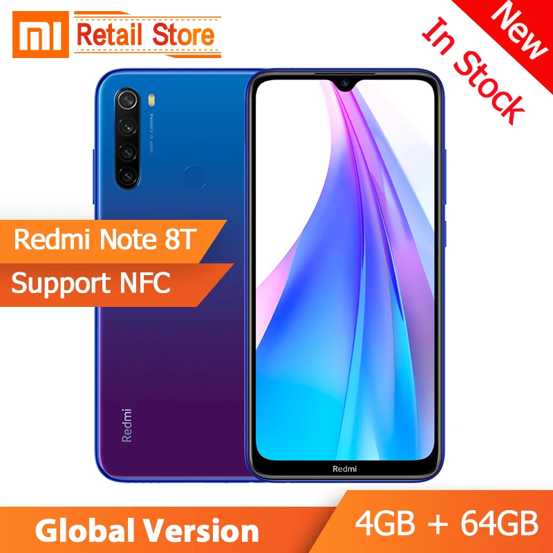 Xiaomi Redmi Note 8 T 4 ГБ 64 восьмиядерный смартфон Snapdragon 665 4000 мА/ч 48мп четырехъядерный