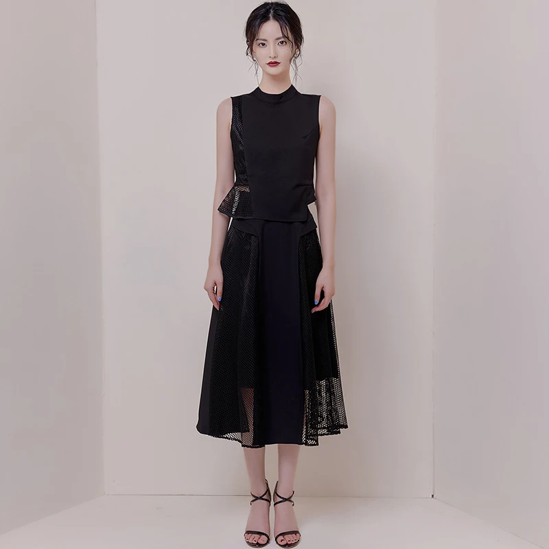 HAMALIEL модный дизайнерский лоскутный женский топ без рукавов комплект из 2