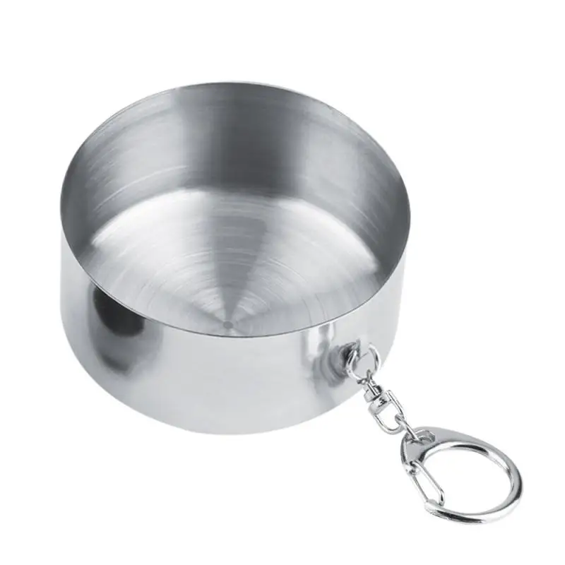 Складная чашка из нержавеющей стали 80 мл с брелоком складная для кемпинга