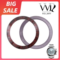 rolamy replacement high quality luxury pure ceramic brown with red writings 38 6mm watch bezel for rolex daytona 116500 116520
