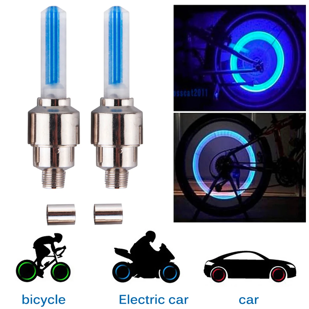 

LED Bicycle Tire Valve Cap Bike Flash Light Wheel Neon Lights For Bike Motorcycle Car Air Cover Tire Rim Valve Wheel Stem Cap