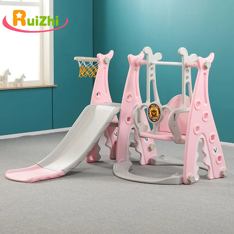 Ruizhi, детские горки, качели, комбинация с баскетбольной стойкой, детские домашние Семейные парки развлечений, детский сад, детские игрушки, RZ1129 - Цвет: Розовый