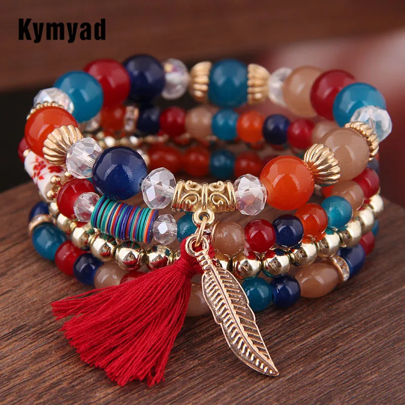 Женский браслет с бусинами Kymyad многослойный Ювелирное Украшение|bangle jewelry|bead