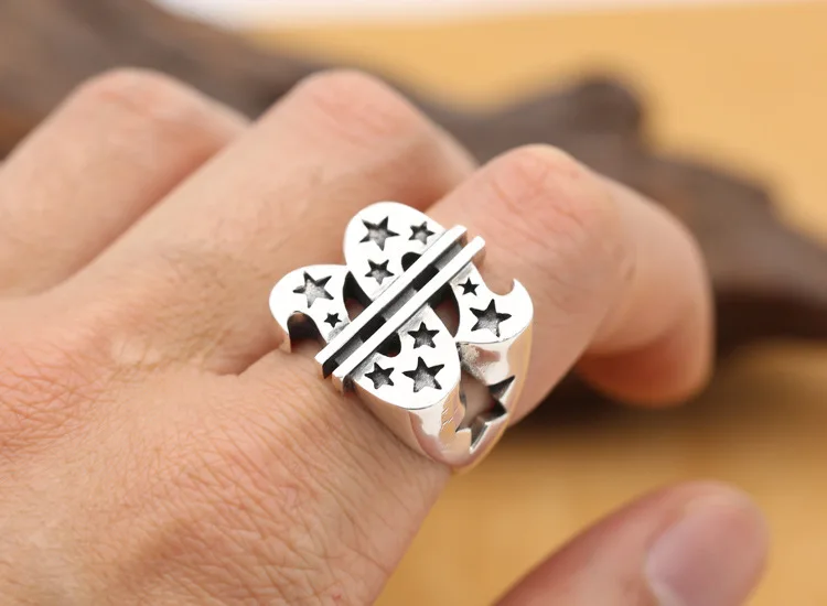 Кольцо мужское из серебра 100% пробы в стиле ретро | Украшения и аксессуары