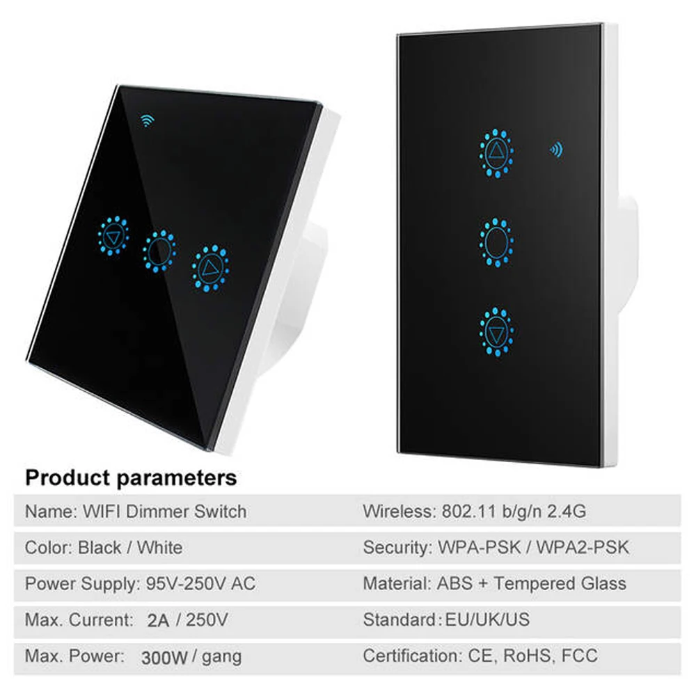 Dimamble WiFi умный светильник 3GANG Сенсорное управление бесступенчатый диммер 300 Вт