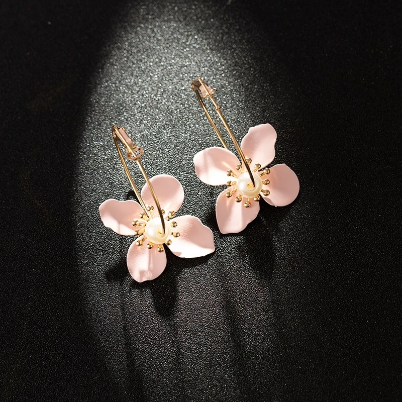 Популярные женские ювелирные изделия розовые серьги с бутонами в форме цветка