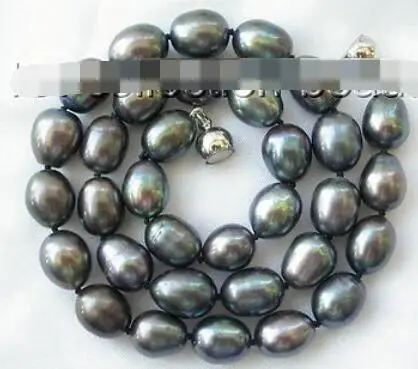 

stunning big 10-11mm baroque black freshwater cultured pearl necklace m555