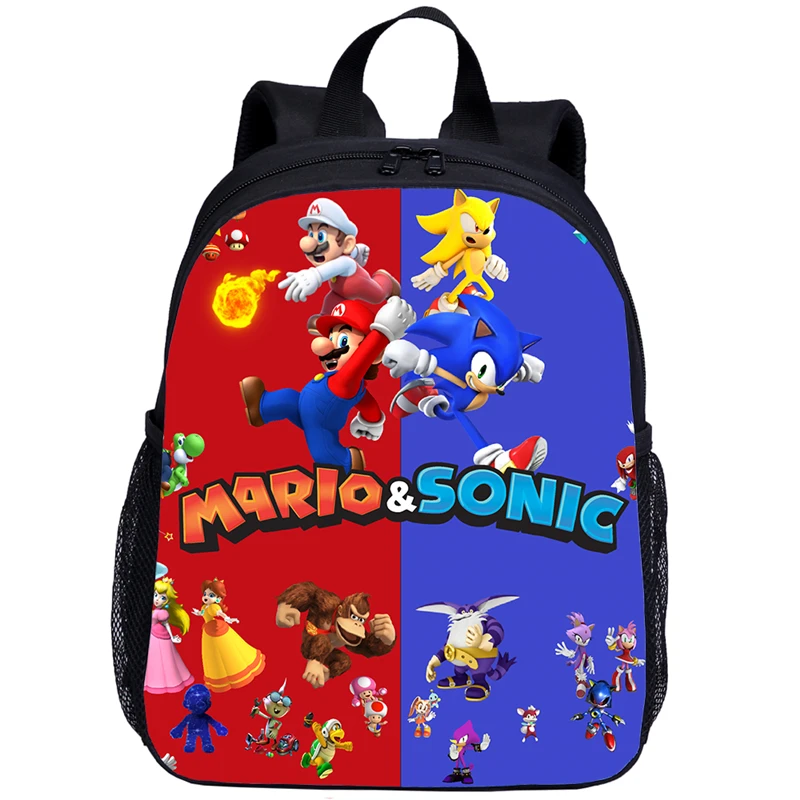 Модные школьные ранцы для маленьких мальчиков и девочек, 3D рюкзак для книг в стиле Марио против звуковой мультяшной тематики, Детские аниме ...
