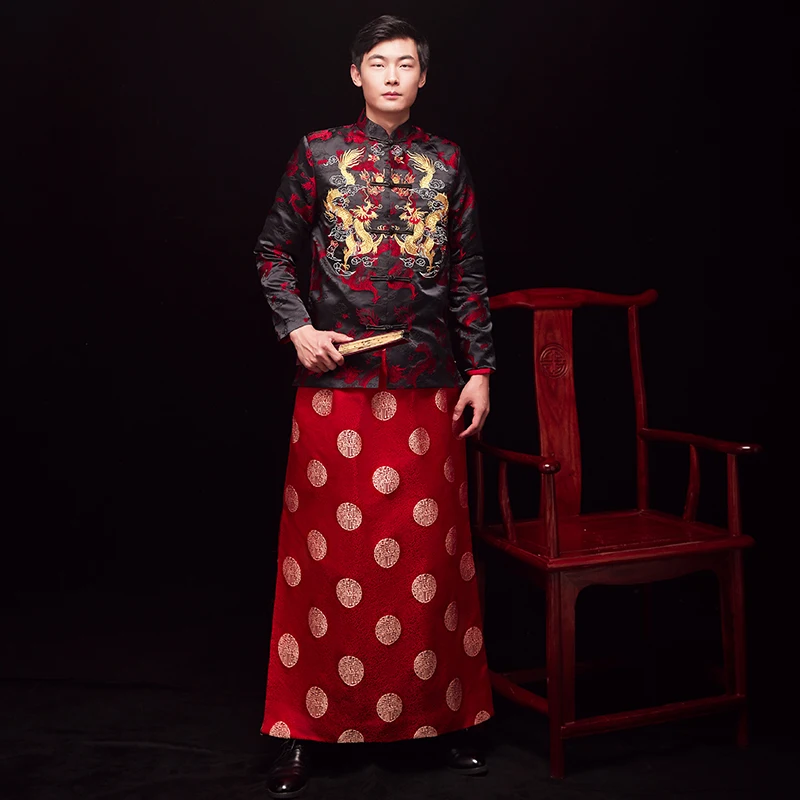 Традиционная китайская одежда для мужчин пиджак костюм Тан чонсам мужской халат