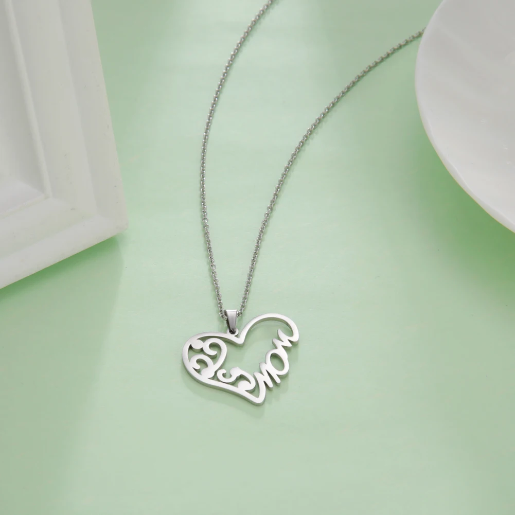 Teamer сердечко любви &quotмам&quot кулон ожерелье для женщин из нержавеющей стали чокер