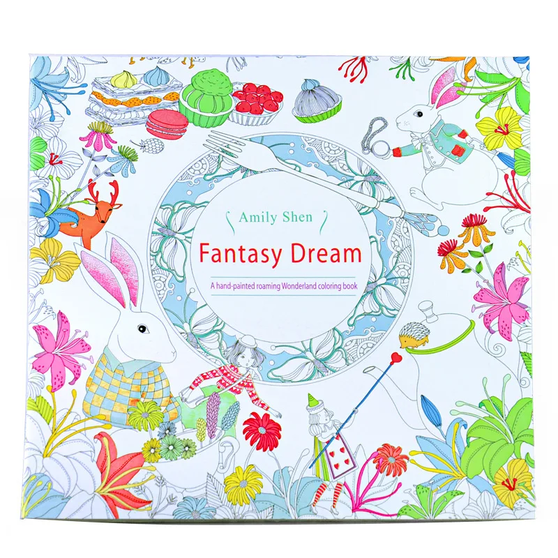 

24 Pages Fantasy Dream English Edition Coloring Book for Children Adult Relieve Stress Kill Time Painting Drawing Paper