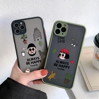 cartoon killer leon uncle girl couple phone case for iphone 12 pro max 11 x xs xr se20 7 8plus shockproof hard shell clear cover