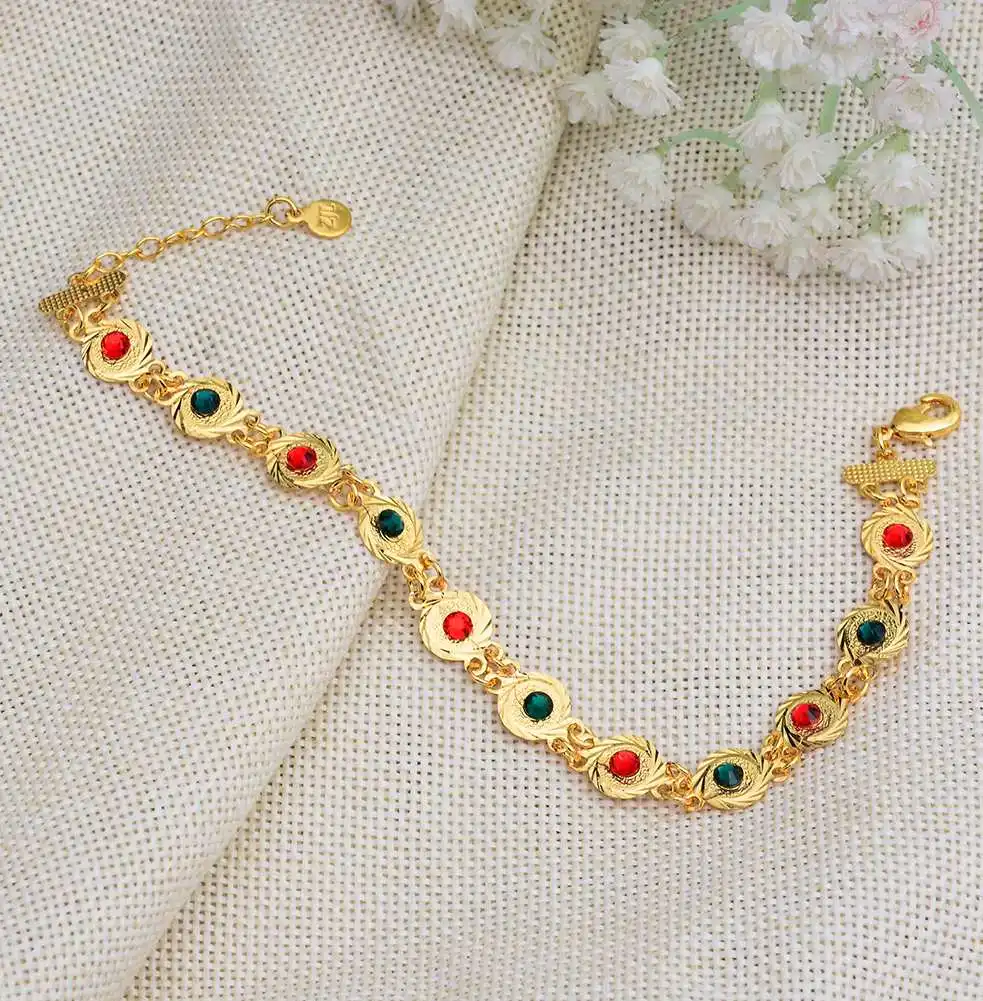 Арабский этнический женский свежий Золотой гоиновый браслет с цирконом