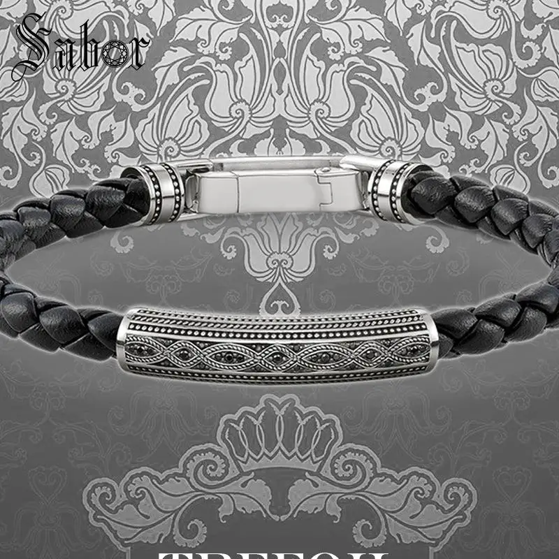 Женский браслет Мужская плетеная кожаная оболочка Любовный узел с весной