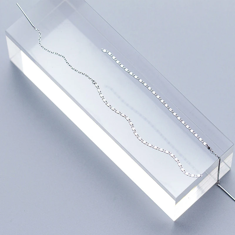 Colusiwei 925 пробы длинная Серебряная цепочка простые линии Висячие серьги для женщин